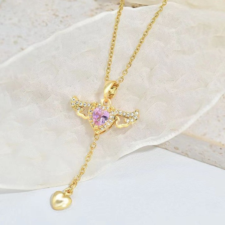 Moving Cupid Heart Necklace